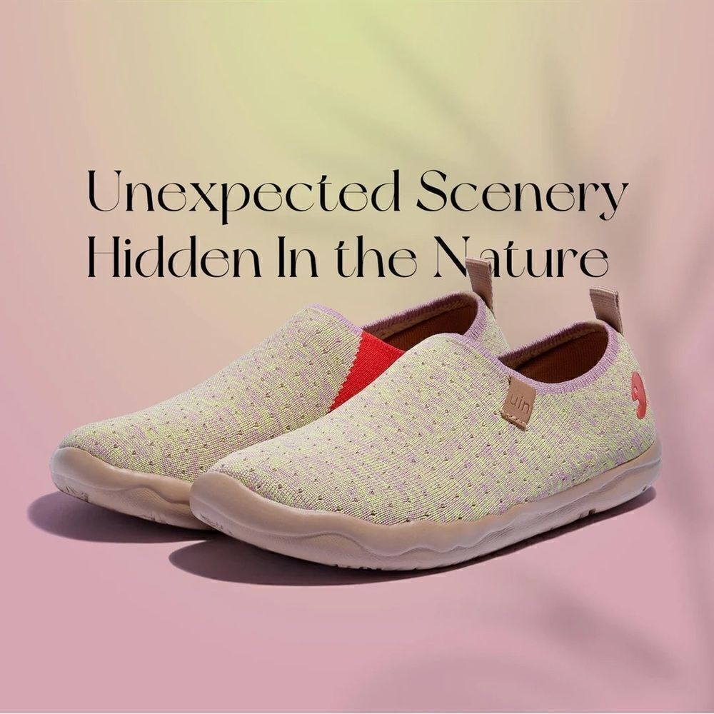 UIN Women's Walking Shoes Slip On Loafers Sneaker(Toledo 1- Raspberry Matcha)